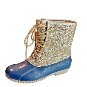 Sugar Girls Rain Boots Size 6 Youth Brown Blue Shoes